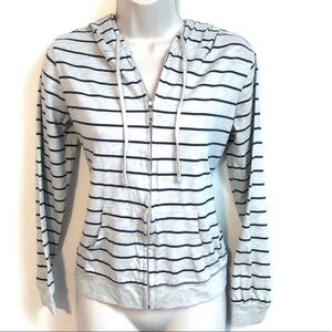 Love Change lightweight striped zip hooded top